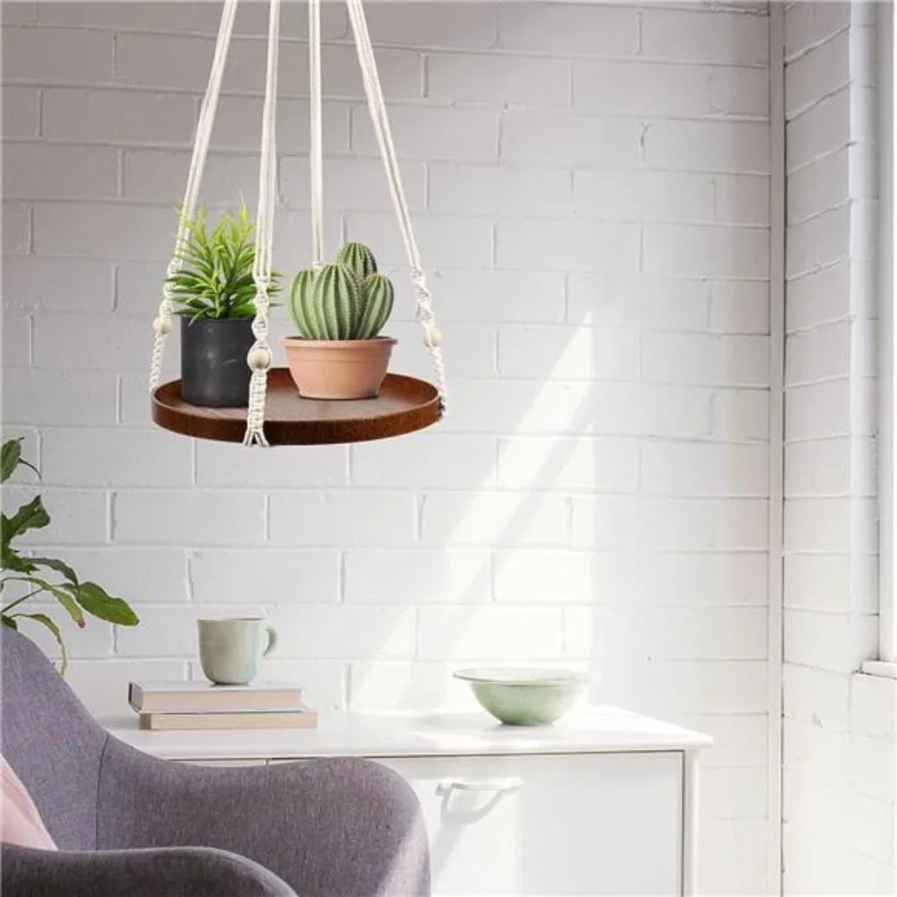 Macrame Plant Hanger - 2 Set Indoor Hanging Planter Shelf - Hanging Planter Rack